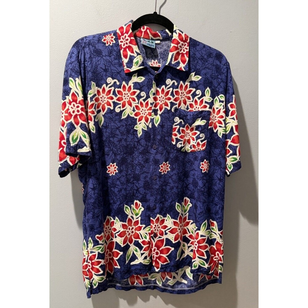 Fee Jee Life Hawaiian Shirt Cotton Floral Vintage Men’s Large